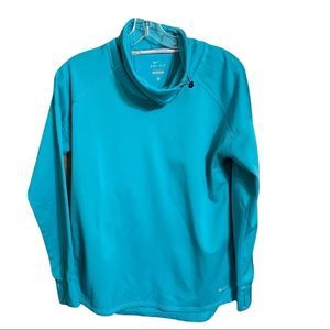 Nike Teal Cowl Neck Adjustable Running Thumb Hole Long Sleeve Shirt Sz S
